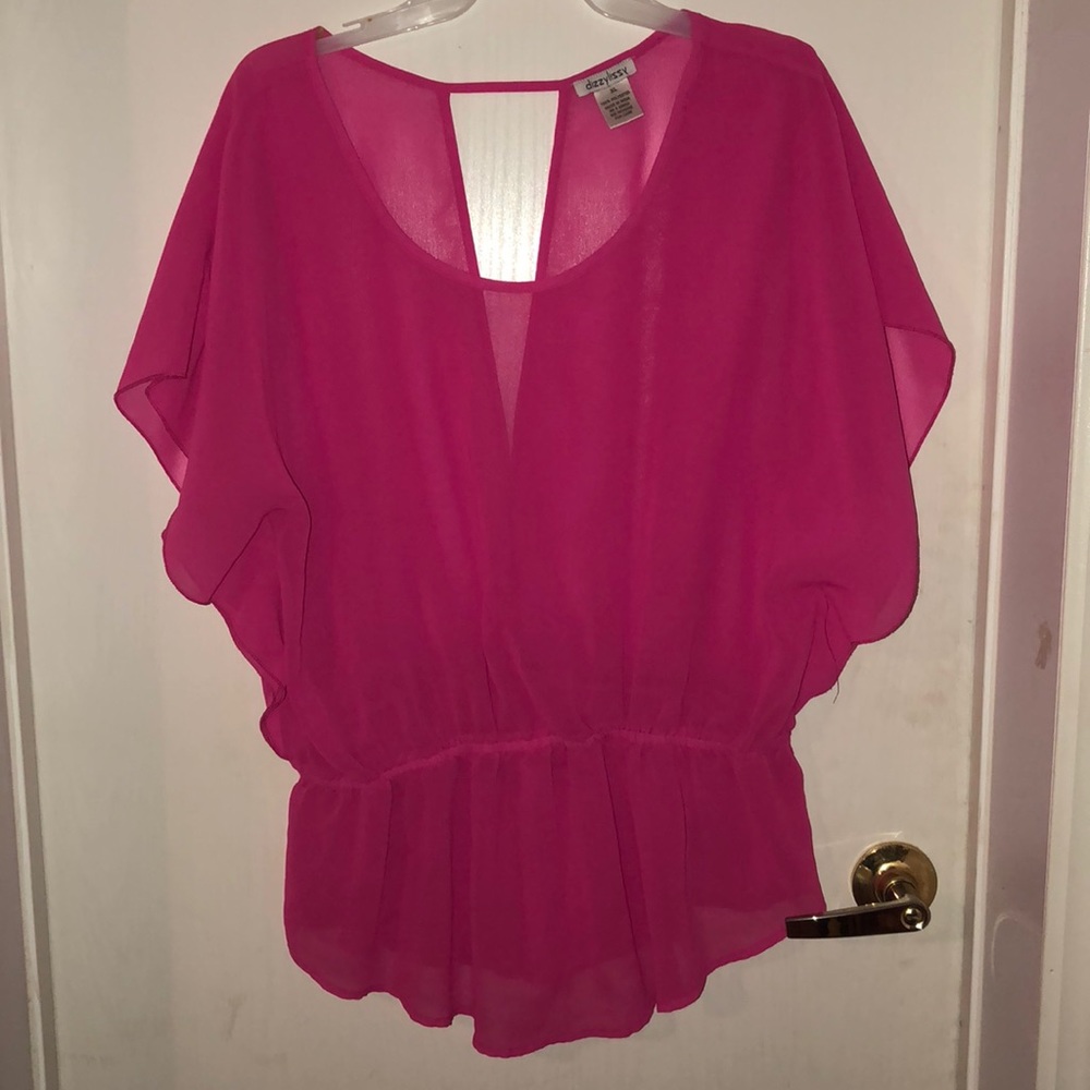 Hot pink sheer dizzy Lizzy top
